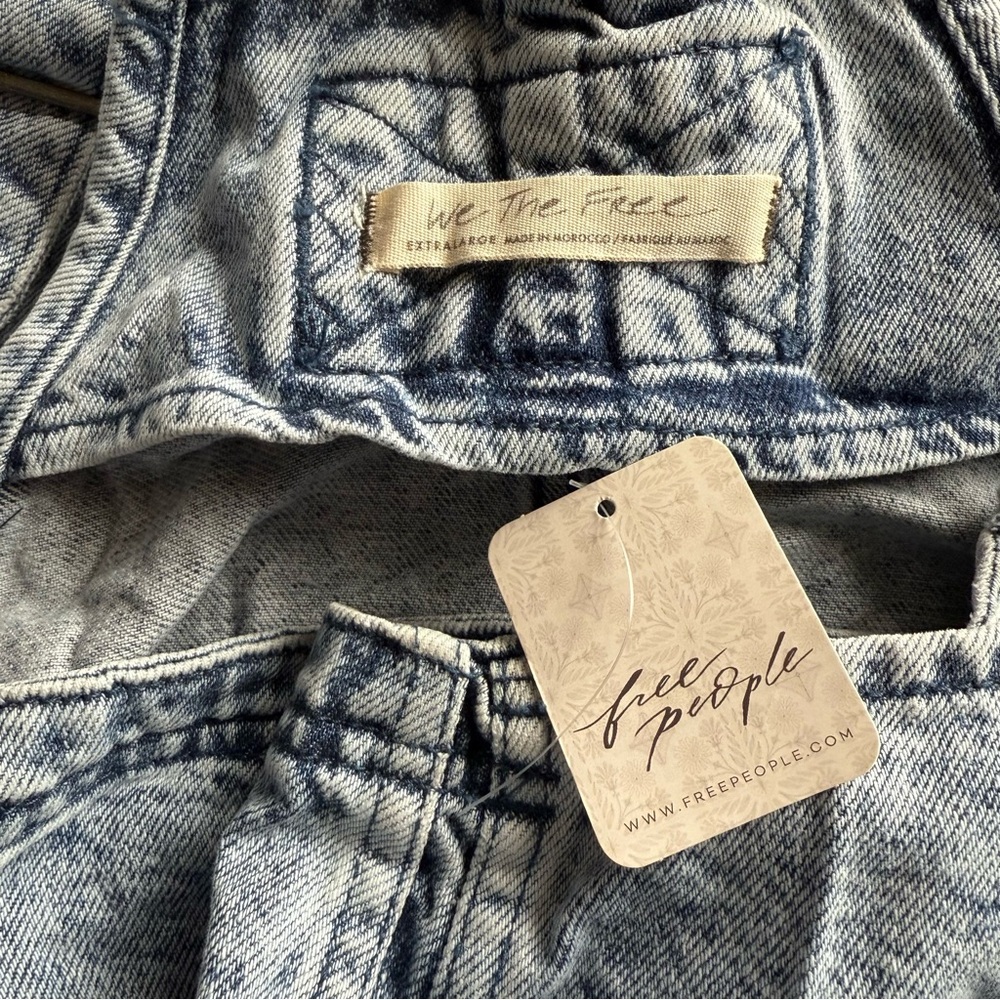 Free People Indigo Overall Mini Dress Top - Picture 6 of 7